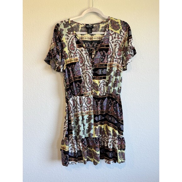 Wrangler Retro Women's Short Sleeve Fit & Flare Dress Paisley Mixed Print Large - Picture 1 of 11